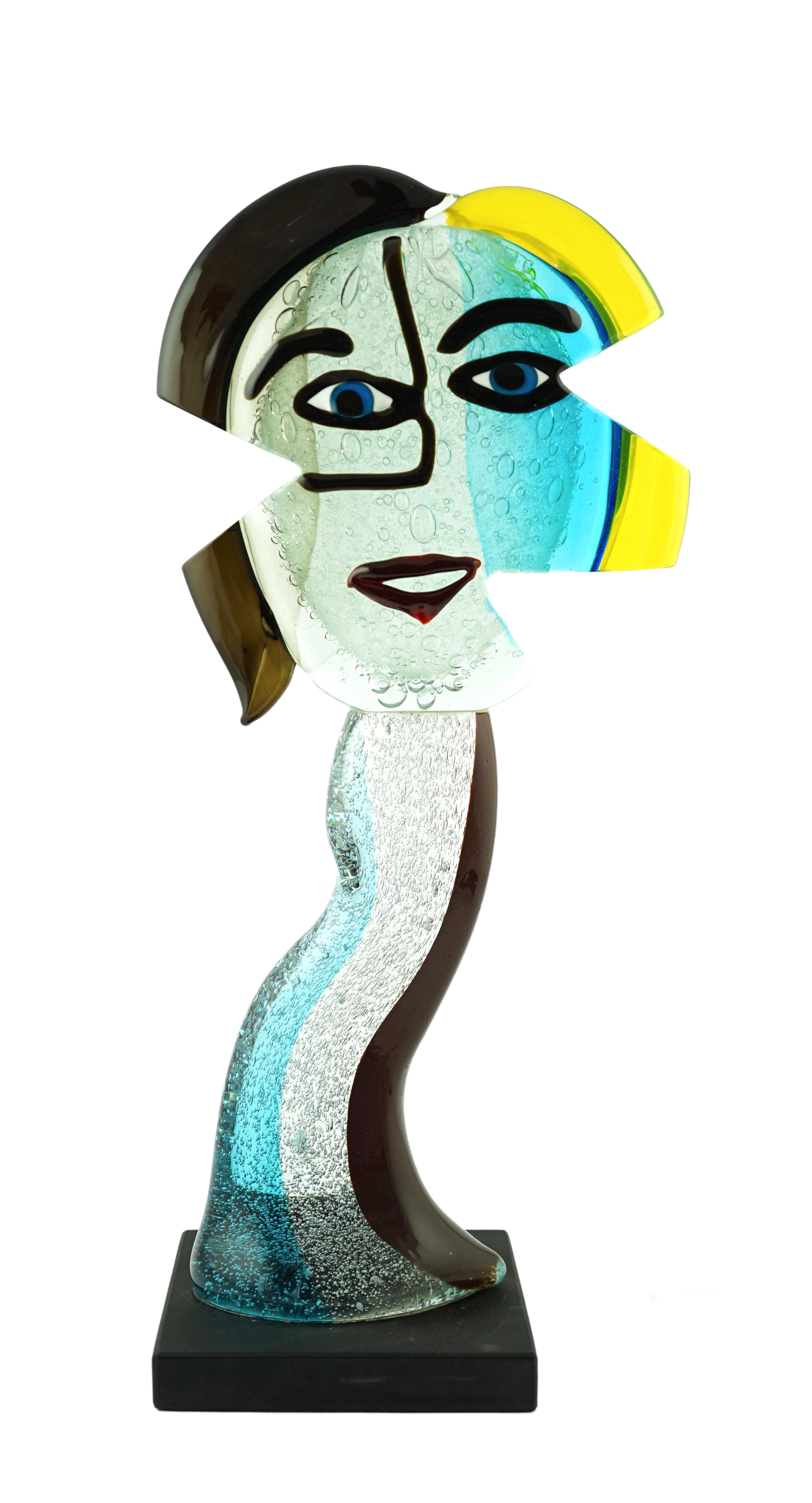 After Alessandro Barbaro, a Murano glass Cubist style head of a woman